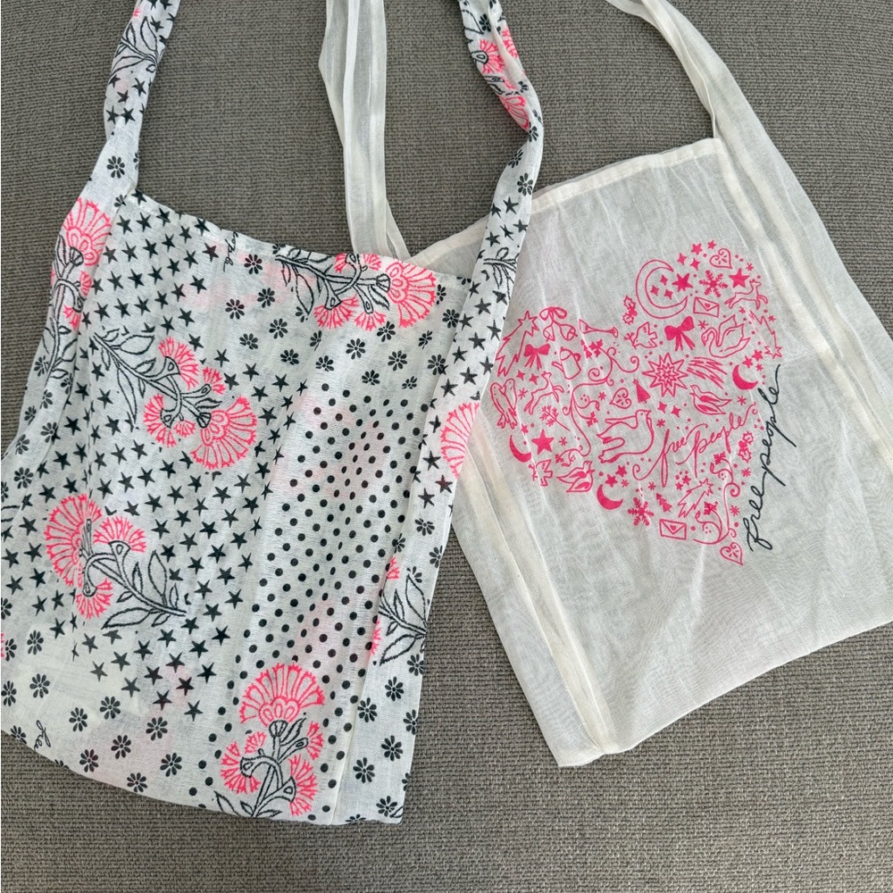2 Free people Floral and Heart Print Tote Bags